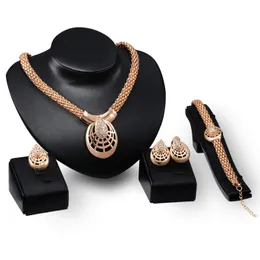 Bridesmaid Jewelry Set Wedding Necklace Gold Chains Bracelet Earrings Indian African Dubai 18k Gold Jewelry Party Jewelry Sets