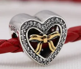 2016 Nowy Dzień Matki Charms Autentyczne 925 Sterling Silver Beads z CZ związany miłością pozłacane pasuje do bransoletek Pandora DIY biżuteria