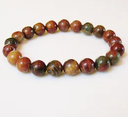 Sn0079 attraktiv 8mm högkvalitativ röd jasper armband för män natursten smycken mode mens armband grossist