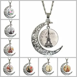 Ny Fashion Hollow Carved Gemstone Necklace Moon Gemstone Eiffeltornet Hängsmycke Halsband för Manwomen Mix Models Smycken