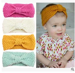 2016 Baby Girls Hair Accessorie Butterfly knitting Kids Hair Band European style big bows headwear ear protection headwear H149