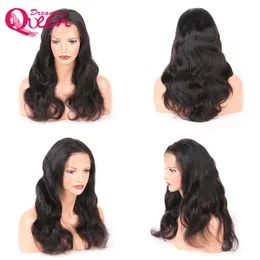 Glueless 13x4 Lace Frontal Human Virgin Hair Body Wave Wig Dla Czarnych Kobiet 130% Gęstość Brazylijski Włosy Peruki z włosami