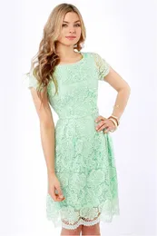 고품질 민트 녹색 레이스 칵테일 드레스 백리스 무릎 길이의 짧은 파티 무도회 및 홈 커밍 드레스 신부 들러리 드레스 318b