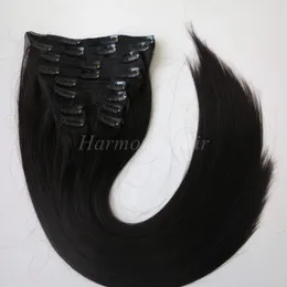 120g Clip In Human Hair Extensions Gorące Sprzedam Klip w Proste Włosy Brazylijski Klips W Hair Extensions Pełna głowa Zestaw włosów