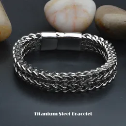 Męskie Punk Pulseras Titanium Stal Bransoletka Podwójna karyncja Opaski Bransoletka Trendy Biżuteria Chłopcy Brace Koronki Promocja 20.5cm