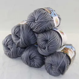 6 Knäuel x 50 g, besonders dickes Kammgarn-Strickgarn aus 100 % Baumwolle, Mom Grey 2233