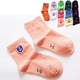 Combed Cotton 12 Colors Socks For Kids Colorful Candy Colors Kids Socks Comfortable Soft Anchor Embroidery Socks For Boy And Girl