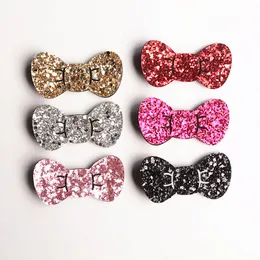 New Korean Style Princess Baby Girls Glitter Felt Hair Clips Bows 7cm Hair Bows Gold Silver Toddlers Barrettes 20pc/lot Hairpins