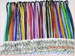 100st + 10 Blandade färger Bling Lanyard Crystal Rhinestone i nacke med Claw Clasp ID-märkehållare för mobiltelefon