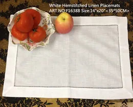 Free shipping Home Textiles 12pcs/lot 14x20"White Linen Table cloth With Hemstitched edges. Perfect Placemats