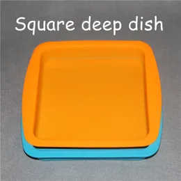 2pcs Square Boxes Silicone Deep Dish Pan Silicone Wax Container Concentrate Rigs Oil BHO silicone deep trays