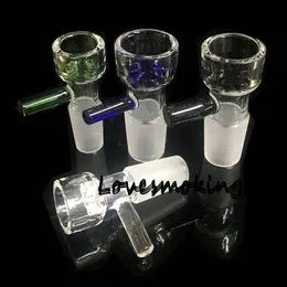 Färgglad Snowflake Slide Glasskål med handtag 10mm 14.4mm 18.8mm För glasvattenrör och bong med snöflingafilterskålar