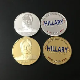 10 st Hillary Clinton 2016 United States Kandidat Silver och 24K Real Gold Plated Souvenir Metal Coin Set