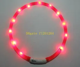 300pcs / lot hundkrage LED-lampor Justerbar USB Lysd LED Dog Collar USB Laddning PET Supplies Hund Falsh Light Collars