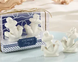 20 zestawów 40 sztuk kotwice Away biała ceramiczna kotwica solniczka i pieprzniczka Shakers Ocean tematyczne upominki na przyjęcie weselne prezenty prezent