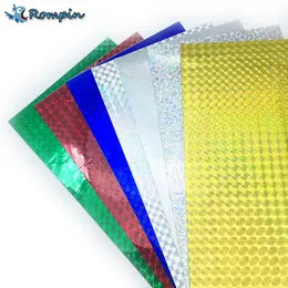 Rompin 7pcs 10 * 20cm Holographic Adhesive Film Flash-Band-Köder machen Bindematerial Metall harten Köder Farbe ändern Aufkleber