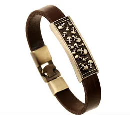 Fashion National Wind! 100% Cowhide armband Boy / Man Retro Legering Storleken på Skalle Läderarmband 12st / Lot Drop Shipping