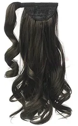 アフリカの黒い波状の140g人間の髪の毛の包装ポニーテールクリップの周りのラップマレーシアのバージンヘアポニーテール人間の髪の巾着ヘアピース1b