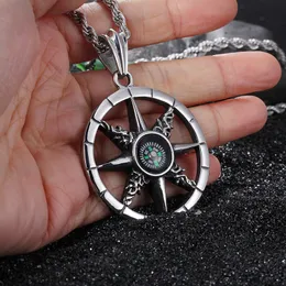 Ny design Bästa smycken gåva till vänner Toppkvalitet 316L Rostfritt stål Biker Cool Compass Pendants Mäns Vintage Necklace