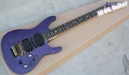 MONSTRUO AX fino estupendo Herman Li EGEN18 Firma guitarra eléctrica transparente Violeta plana ultra-rápido de cuello Flyod Puente Rose trémolo