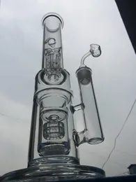 15 inç Düz kalın cam su bongs cam su boruları recycler petrol kuleleri dab kül avcıları petek perc nargile düz tüp bong