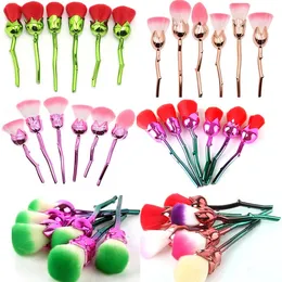 Ny Rose Flower Makeup Brush Set Foundation Brush Eyeshadow Brush Kit 6PCS / set 11 stilar i lager 50 uppsättning