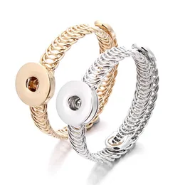 Gold Silver Metal Snap Button Bracelets Bangles Fit 18mm Ginger Snaps Buttons Jewelry For Women Men