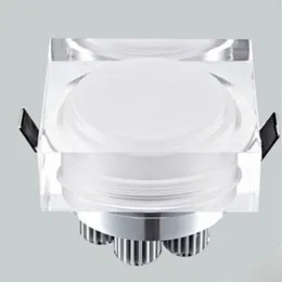 Crystal Downlight Round / Square 1w 3W 5W 7W LED Tak Spot Light 110V 220V försänkt lampa ner för heminredning kök