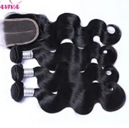 Brazilian Body Wave Malásia Peruana Virgem Virgem Humana Cabelo Humano Wet Ondulado Extensões de Cabelo Cambojano Weave Bundles com 4 * 4 Lace Fechture