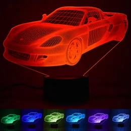 Ultra-Running Car Night Light USB Power Style Steven-Color LED Creative 3D Home Sypialnia Wystawa Hala Atmosphere
