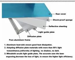 무료 배송 600x600mm 40W 비상 배터리 백업 LED 패널 빛 AC85-265V 화이트 프레임 WW CW CW 색상