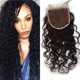 Brazilian Water Wave Human Hair Lace Closure With Baby Hair Virgin Wet And Wavy Swiss Lace Closure G-EASY