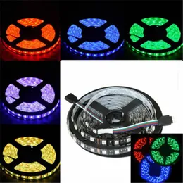 Czarny PCB 5M 5050 RGB LED Lights 300 LED 60LED / M SMD Wodoodporna IP65 DC 12 V Elastyczna Taśma Światła Ciepłe / Zimne Białe Czerwony Zielony Niebieski