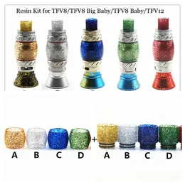 Replacement Shiny Resin Kit Set with Resin Tube Caps and Drip Tip for TFV8 Big Baby TF12 Beast Tank Atomizer DHL