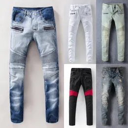 Grossist-2016 nya ankomst modemärke herrjeans coola män bikerjeans plus storlek slitna jeans för män skynny passform