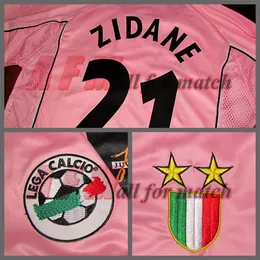 JU 97/98 centenary Match Worn Player Issue Shirt Jersey Short sleeves Zidane Del Piero Football Custom Name Number Patches Sponsor