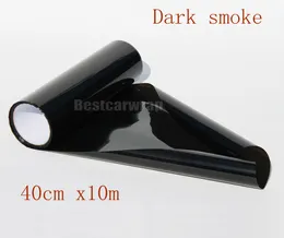 1 لفة / لوت 40cmx10m Dark Black المدخن الأمامي المصابيح الأمامية المصابيح الأمامية اللونت Film Tint Vinyl Lamp
