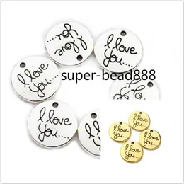 100 STÜCK Antik Silber/Gold Runde Charms I Love You Charms Anhänger zur Schmuckherstellung 20mm