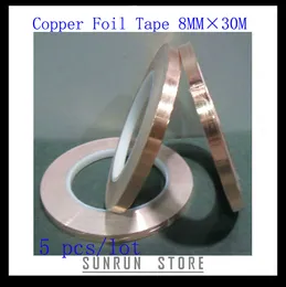 Partihandel-8mm * 30m Kopparfolie EMI Shielding Mask Conductive Adhesive Tape