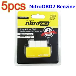 5pcs Wholesale Plug And Drive NitroOBD2 Performance Chip Tuning Box For Benzine Cars ECU Chip Turning OBD2 Diagnostic Scanner Free Shipping