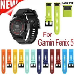 22mm Bredd utomhus Sportklocka Band Easy Fit Silicone Strap Watchband för Garmin Band, Silikon Band för Garmin Fenix ​​5 Fenix ​​5S Fenix ​​5x