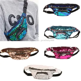 Barn Mermaid Waist Bag Sequins Glitter Purse Zip Messenger Bag Outdoor Sport Bag Mermaid Axel Väskor C3269