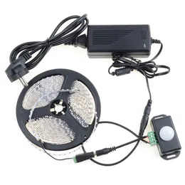 SMD 3528 120LED / M Biały Ciepły Biały Elastyczne LED Strip Light + 12 ~ 24 V Czujniki ciała Czujnik Cierpaster + 5a 60W Zasilacz