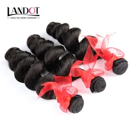 Brasilianskt lösvåg Curly Virgin Hair Weaves 3 buntar med spetsslutning Grad 8a Malaysiska Peruanska indiska kambodjanska mänskliga hårförslutningar