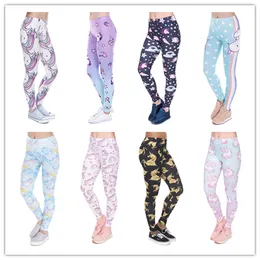 DHL za darmo! 10 sztuk / partia Legginsy Kobiety Rainbow Legins Unicorn Stars Stripe 3D Drukowanie Przytulne Legging Woman High Waist Casual Legginsy 12 Styl