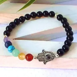 SN0305 Partihandel 7 Chakra Armband Natursten Bracelet Hamsa Hand Armband Armband Andlig Healing Armband Gåva För honom