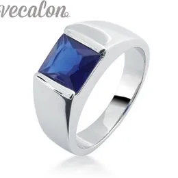 Vecalon Brand Свадебное кольцо для мужчин 4CT Sapphire CZ Diamond 925 Стерлинговое серебро Мужской Услуги Степень Кольцо Мода Ювелирные Изделия