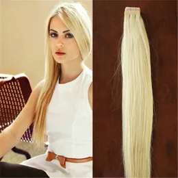 Wykorzystanie ludzkich włosów 100g 40 sztuk / partia Blondynka Brazylijska Dziewica Remy Skin Weft Taśma Klej Rozszerzenia Włosów Produkty Taśmy Przedłużanie Włosów