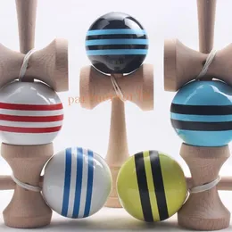 DHL 무료 배송 많은 색깔 18.5cm * 6cm PU Kendama Ball 일본 전통 나무 장난감 장난감 교육 선물 용품 활동 장난감 180pcs / lot
