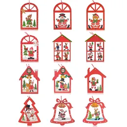 ホットクリスマスの飾りクリスマスのトナカイの鐘の木の装飾ホームフェスティバルパーティーぶら下がっている小道具卸売、送料無料、ロットあたり12pc